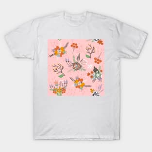 Floral Pattern Design- Peach T-Shirt